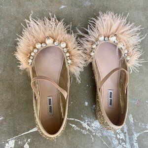 Miu Miu Glitter Ballerina Flat